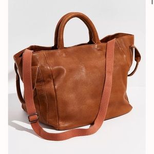 Free people Leslie leather tote in Cognac